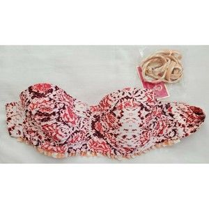 Candies Juniors Pink Animal Print Strapless Swim Suit Bustier Top XS